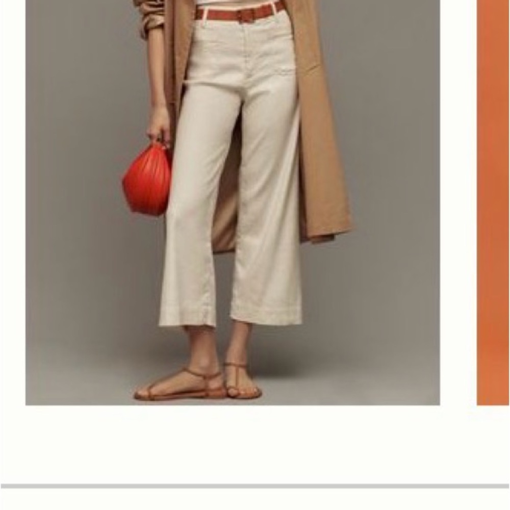 Maeve Colette European Stretch Linen Wide Leg Pants - Chalk White